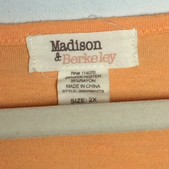 Madison & Berkeley Women's 2X Orange‎ Short Sleeve Graphic Top Blouse Boho Flowy - Picture 5 of 8